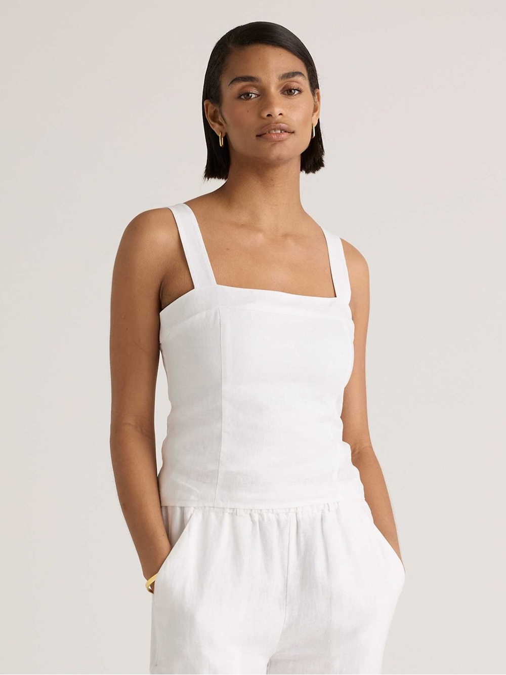 Quince 100% European Linen Fitted Tank small